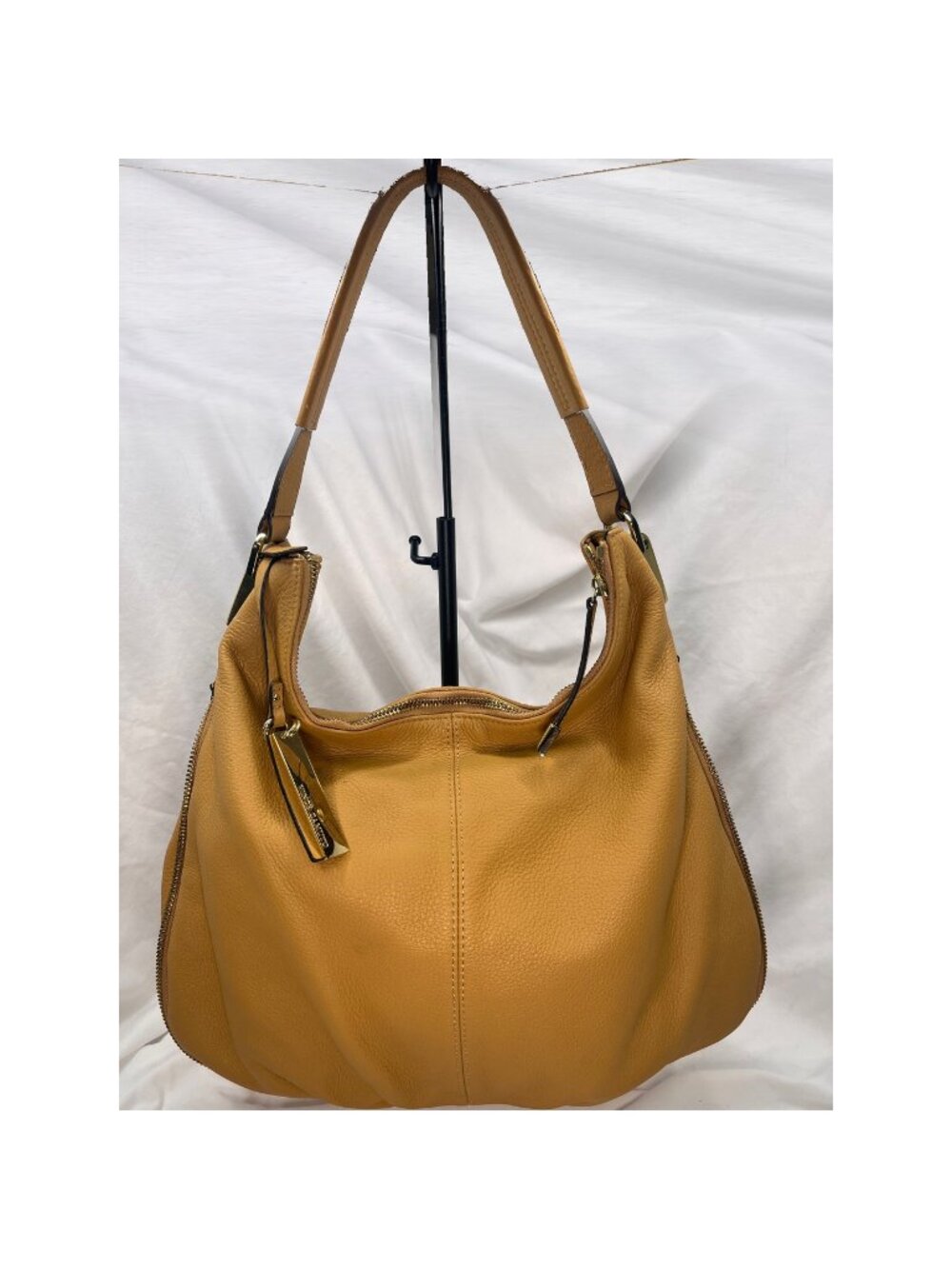 Vince Camuto Rina Honeycomb Yellow Leather Hobo Shoulder Bag Gold Hardware